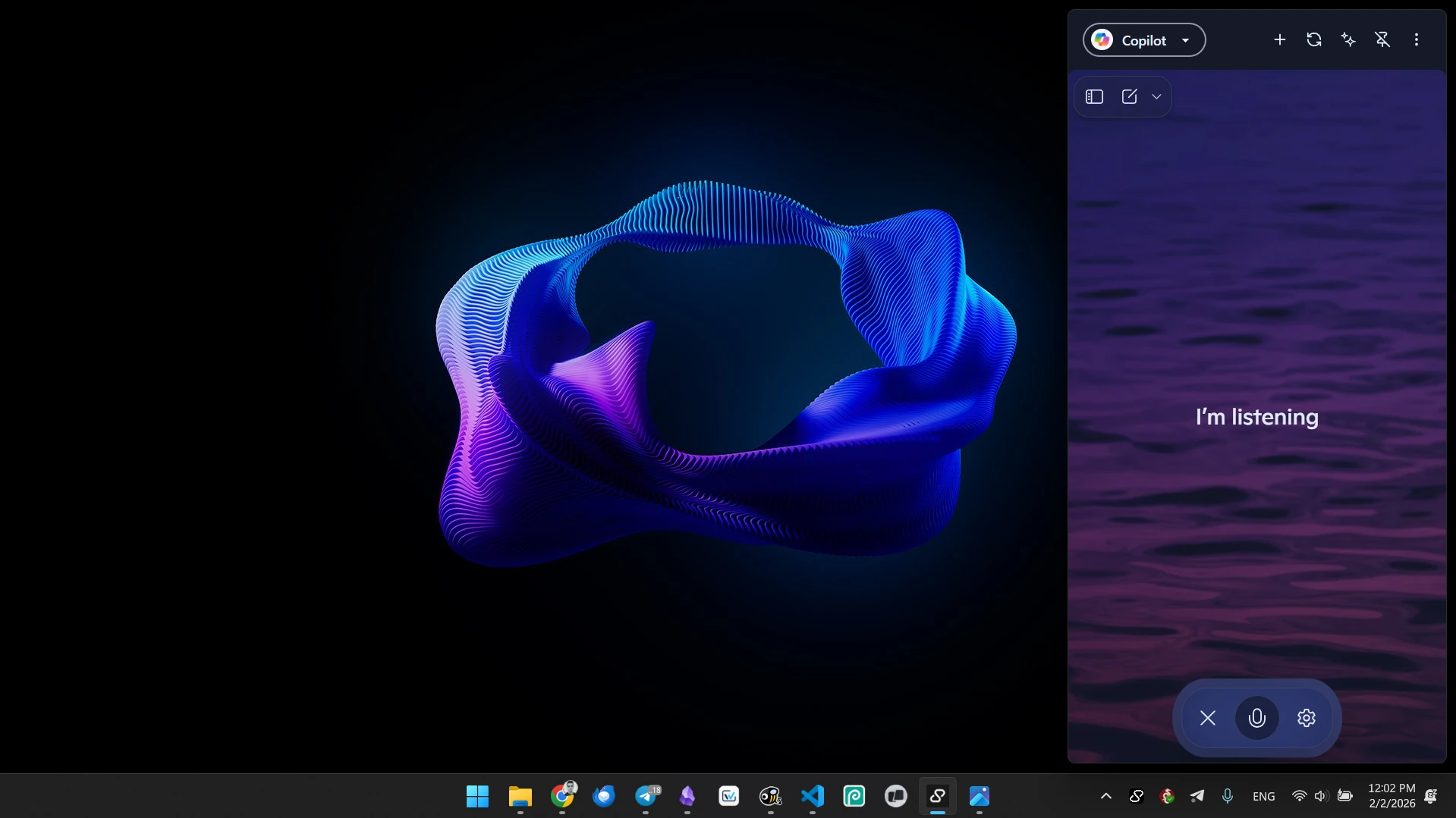 Copilot on Sidekickbar with voice assistant